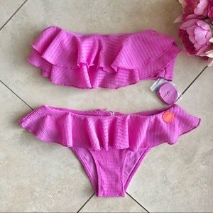 *NEW Forever21 Bandeau Top(L)+Bottom(M) Bikini SET